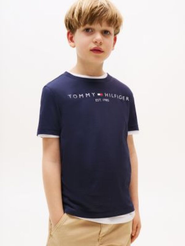 Blue Essential Organic Cotton Logo T-Shirt  Copii unisex