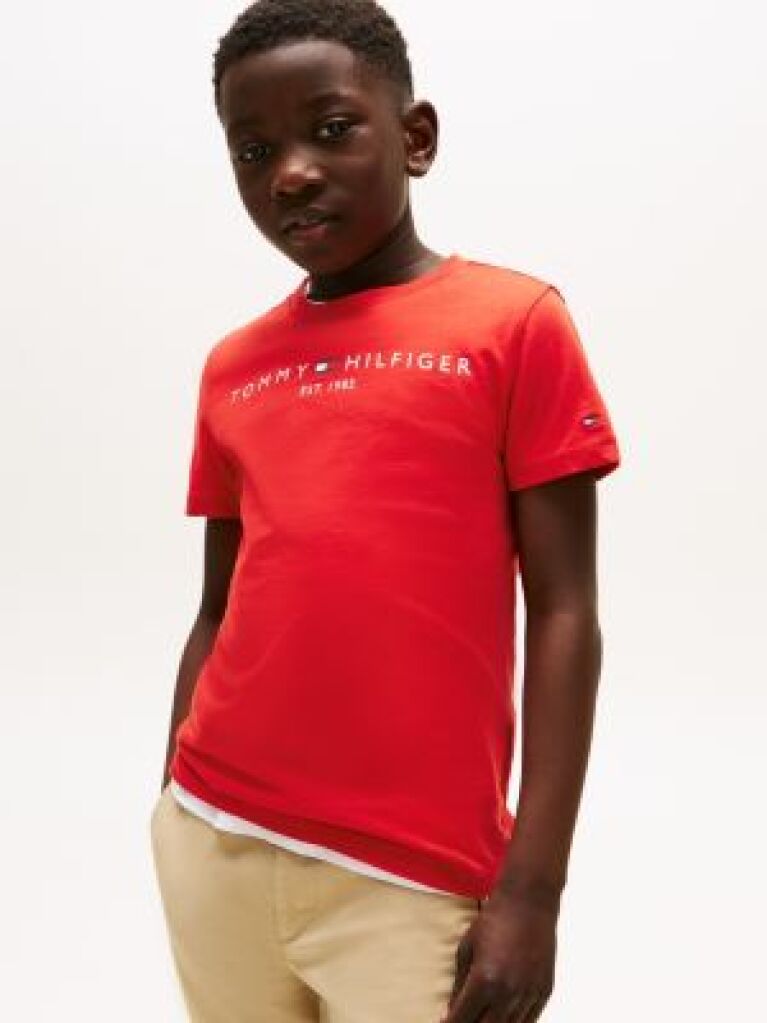 Rosu Essential Organic Cotton Logo T-Shirt  Copii unisex