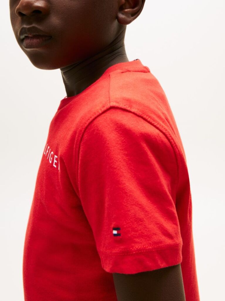 Rosu Essential Organic Cotton Logo T-Shirt  Copii unisex