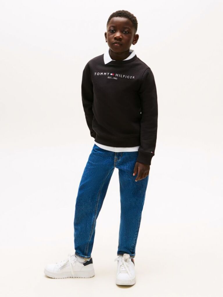 Negru Hanorac cu logo esențial  Copii unisex