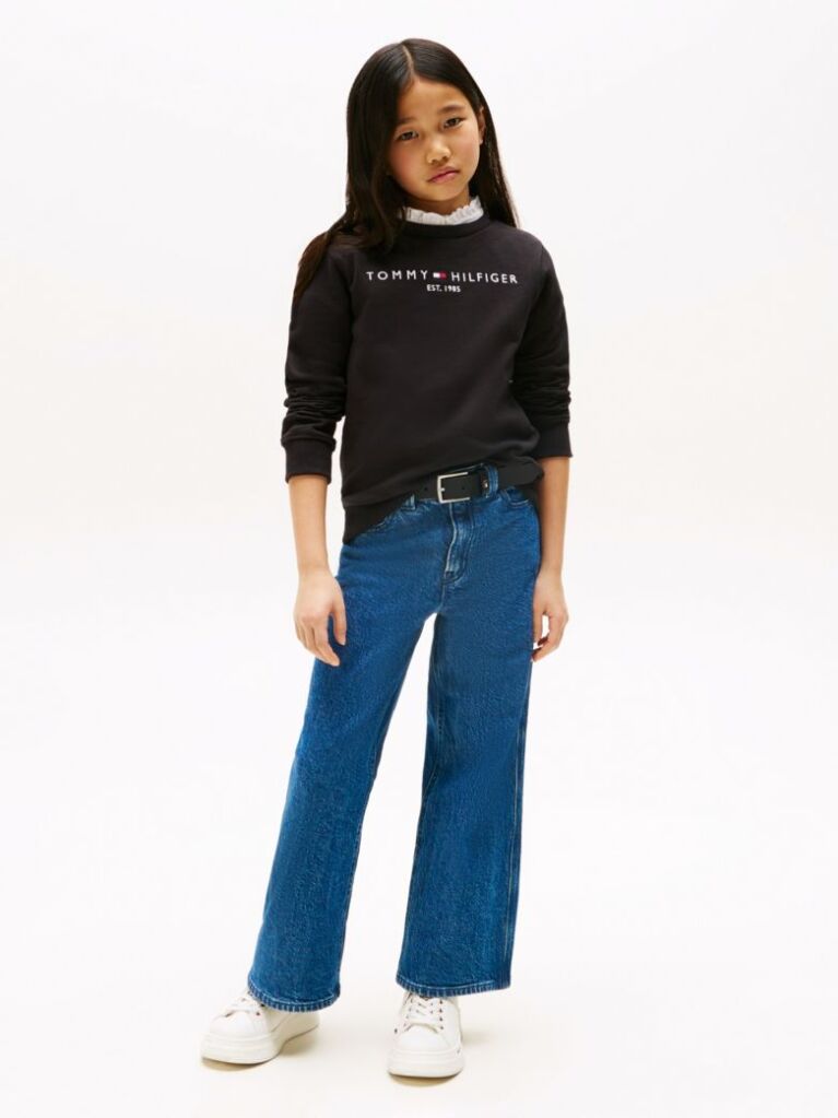 Negru Hanorac cu logo esențial  Copii unisex