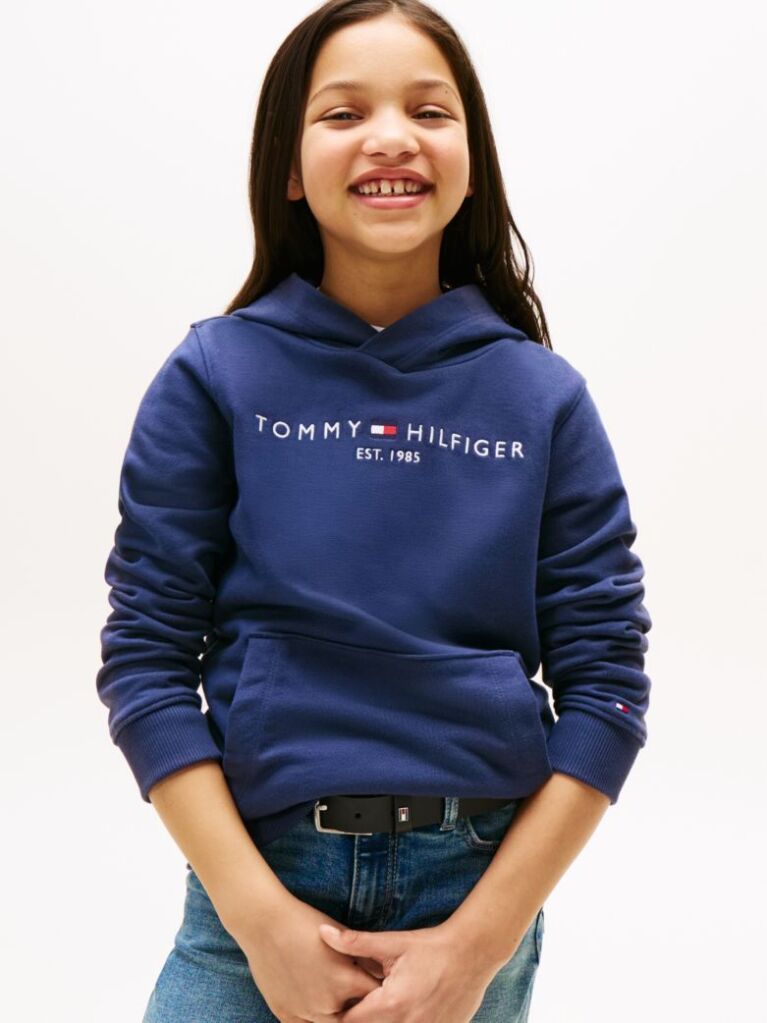 Blue Hanorac Essential Din Bumbac Organic Cu Logo  Copii unisex