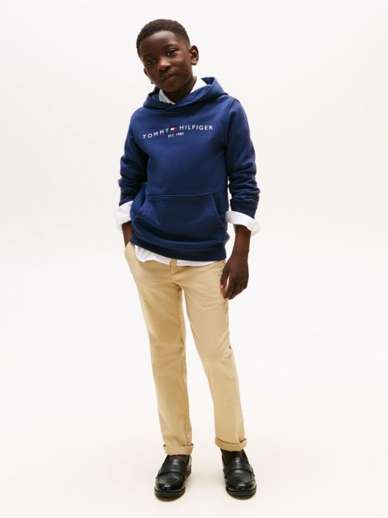 Blue Hanorac Essential Din Bumbac Organic Cu Logo  Copii unisex