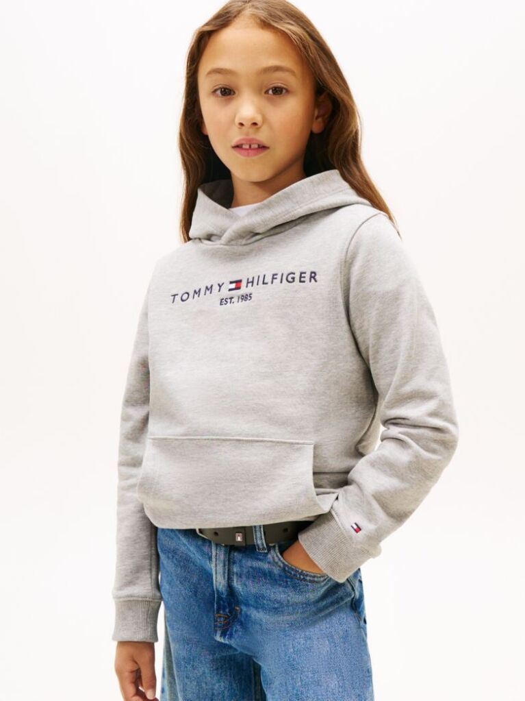Gri Hanorac Essential Din Bumbac Organic Cu Logo  Copii unisex