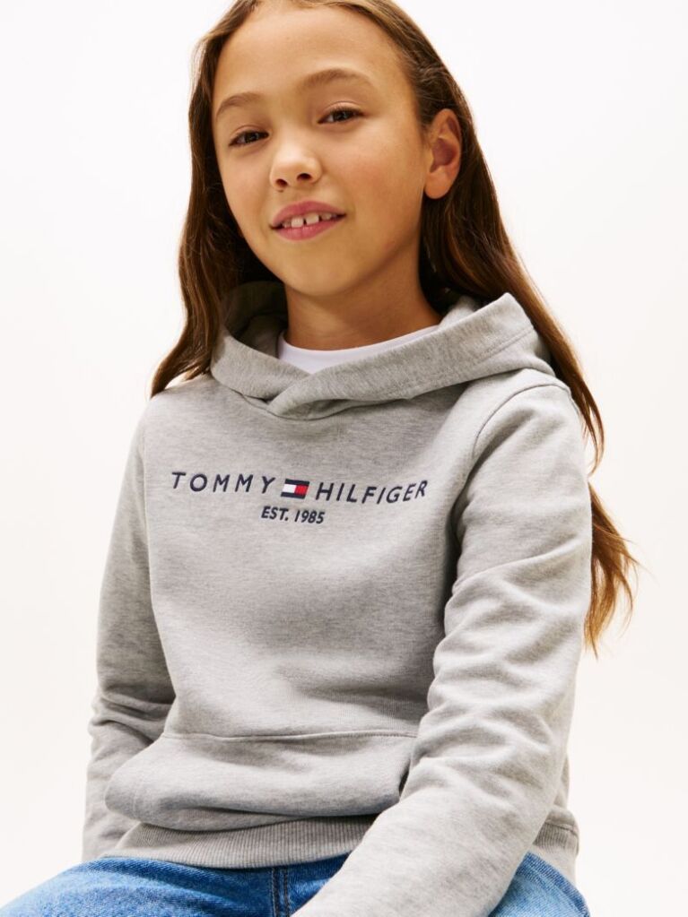 Gri Hanorac Essential Din Bumbac Organic Cu Logo  Copii unisex