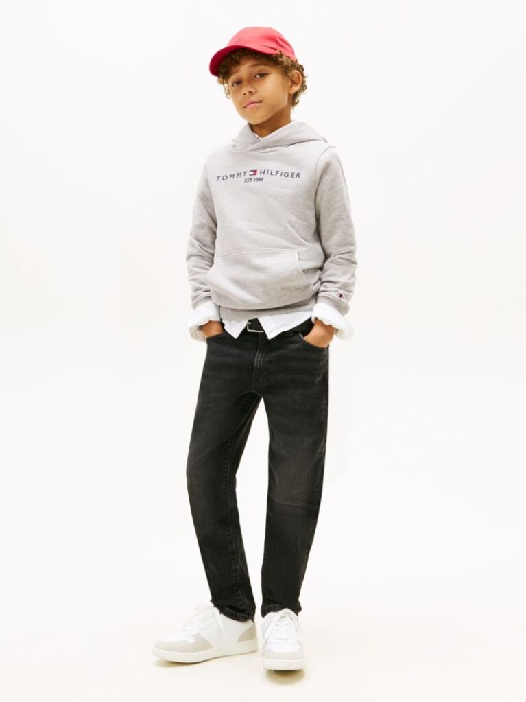 Gri Hanorac Essential Din Bumbac Organic Cu Logo  Copii unisex