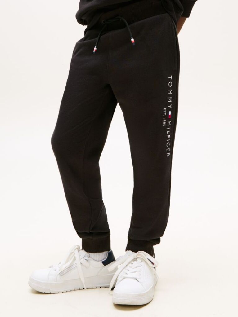 Negru Joggers Din Bumbac Organic Cu Logo Essential  Copii unisex