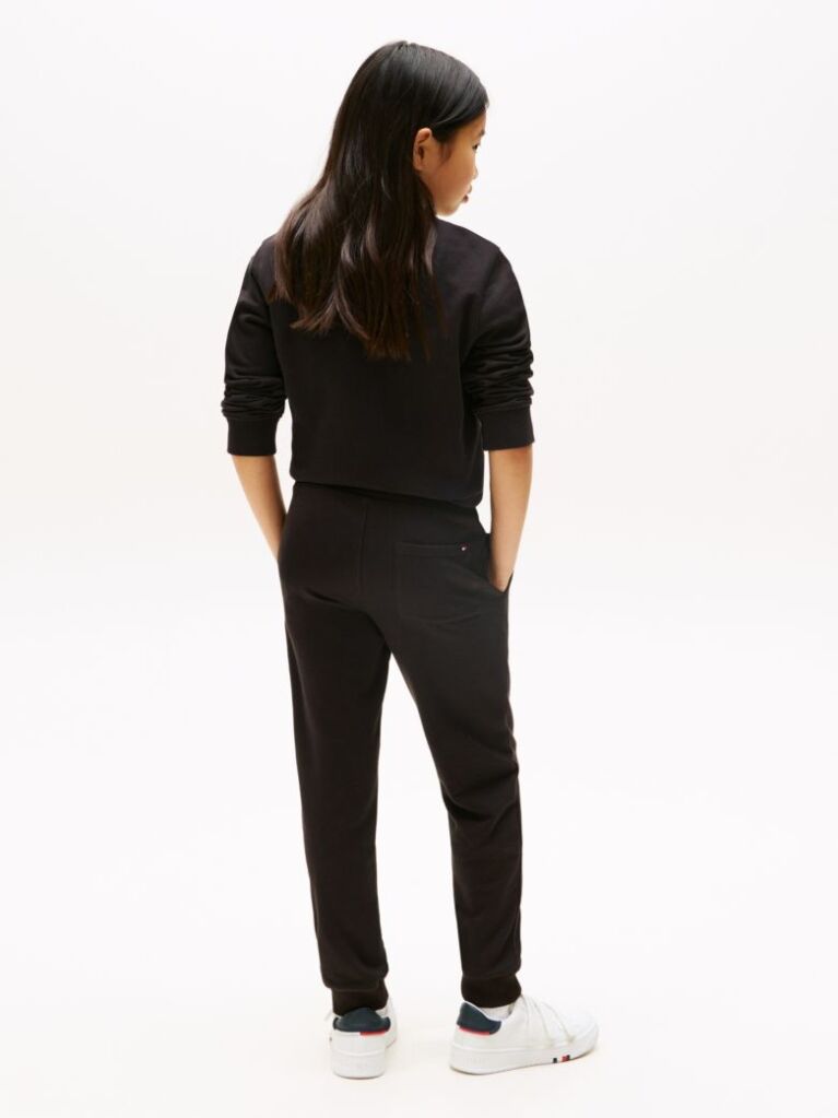 Negru Joggers Din Bumbac Organic Cu Logo Essential  Copii unisex