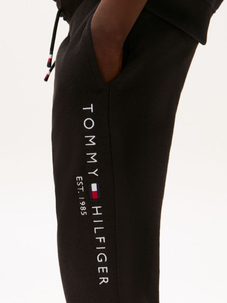 Negru Joggers Din Bumbac Organic Cu Logo Essential  Copii unisex