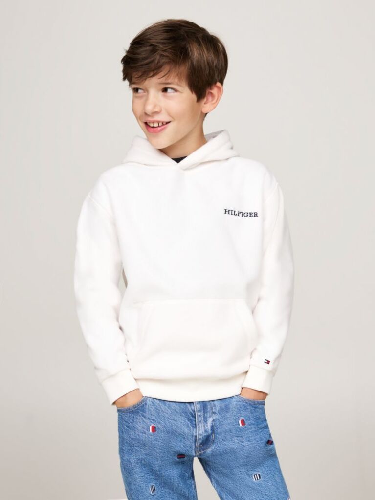Alb Hanorac Din Fleece Hilfiger Monotype  Copii unisex