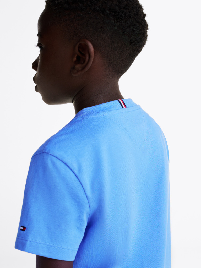 Blue Tricou Cu Guler Rotund Si Logo  Copii unisex