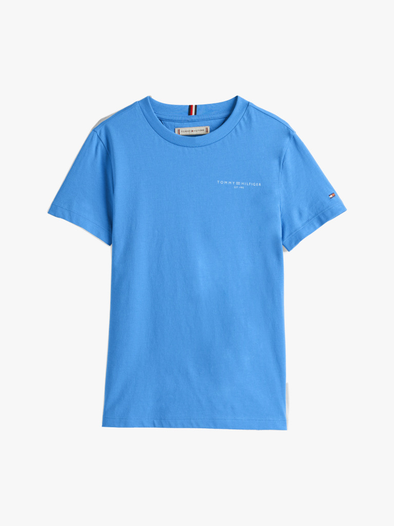 Blue Tricou Cu Guler Rotund Si Logo  Copii unisex