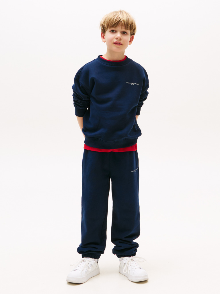 Blue Pantaloni Sport Cu Mansete Cu Logo  Copii unisex