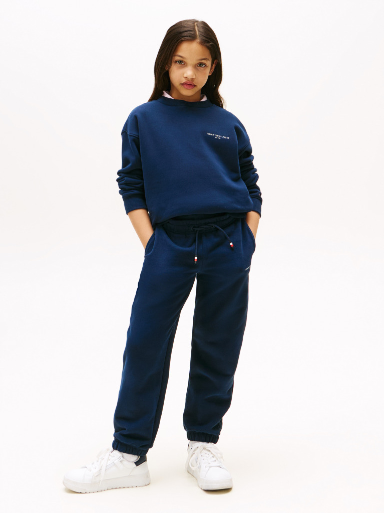 Blue Pantaloni Sport Cu Mansete Cu Logo  Copii unisex