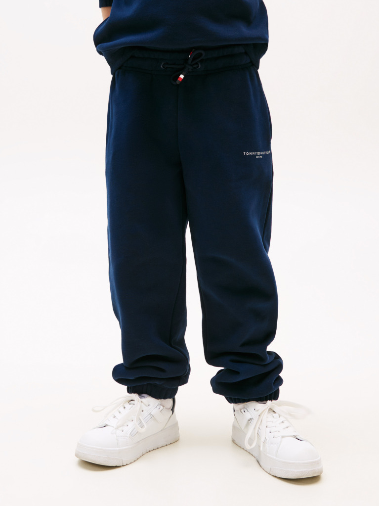 Blue Pantaloni Sport Cu Mansete Cu Logo  Copii unisex