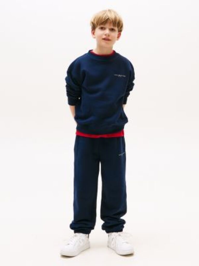 Blue Pantaloni Sport Cu Mansete Cu Logo  Copii unisex
