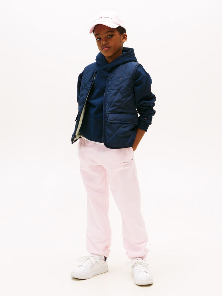 Roz Pantaloni Sport Cu Mansete Cu Logo  Copii unisex