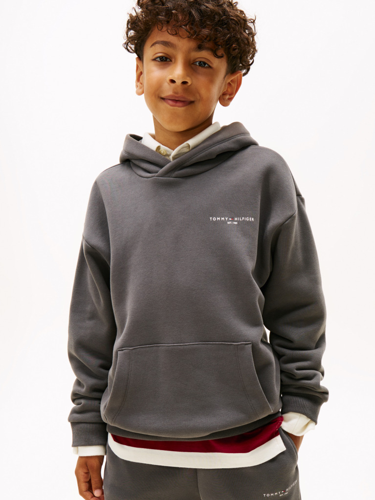 Gri Hanorac Din Fleece Regular Cu Logo  Copii unisex