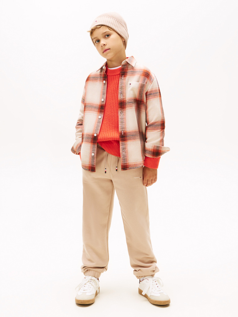 Bej Pantaloni Jogger Regular Din Fleece Periat  Copii unisex