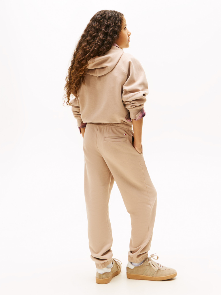Bej Pantaloni Jogger Regular Din Fleece Periat  Copii unisex