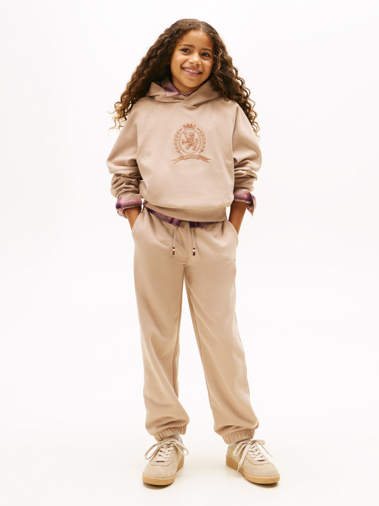 Bej Pantaloni Jogger Regular Din Fleece Periat  Copii unisex