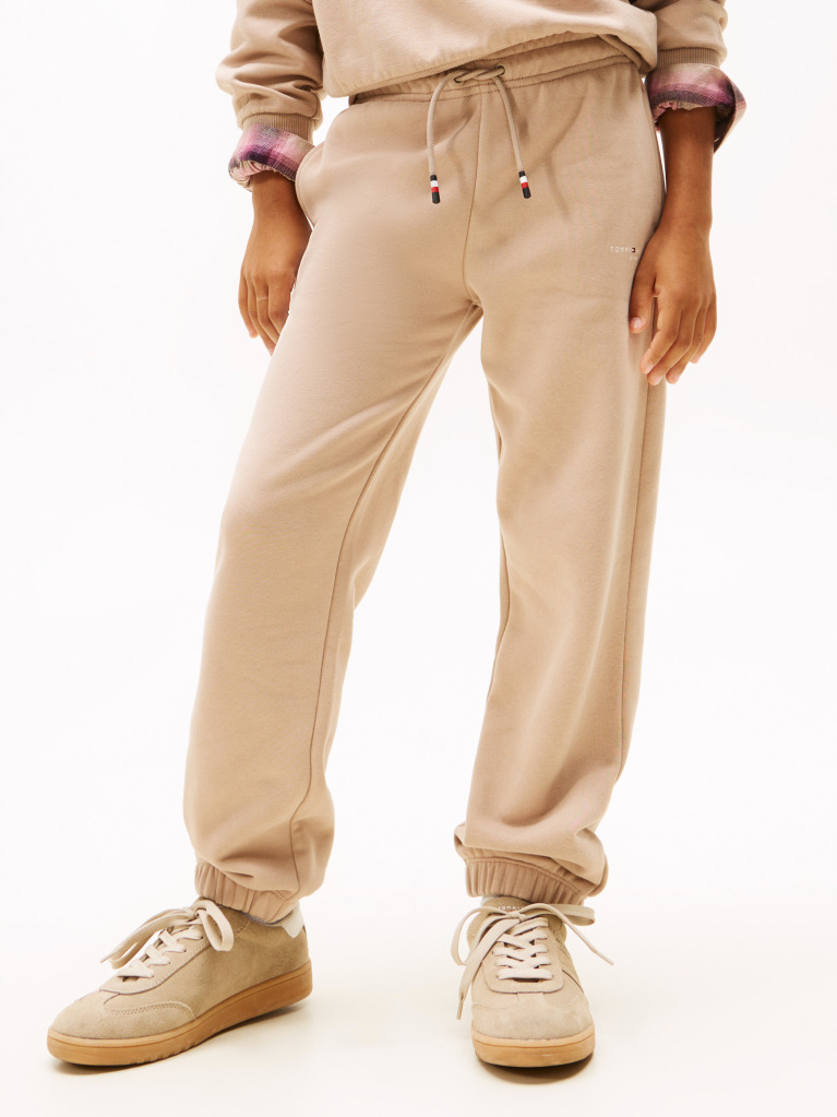 Bej Pantaloni Jogger Regular Din Fleece Periat  Copii unisex