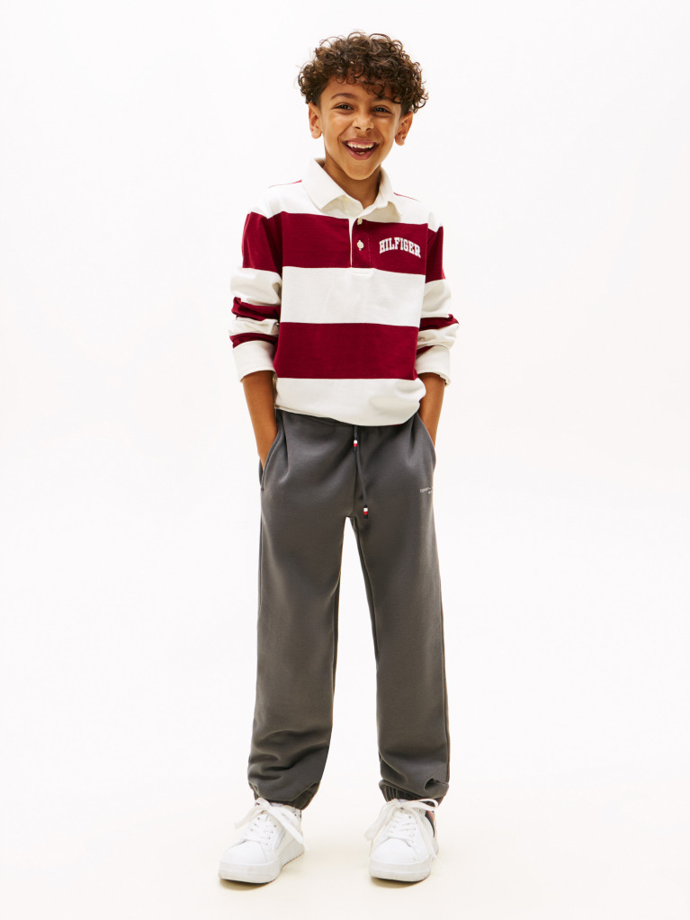 Gri Pantaloni Jogger Regular Din Fleece Periat  Copii unisex