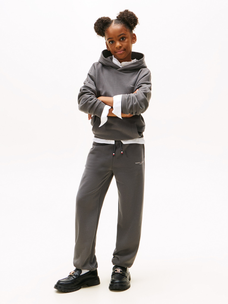 Gri Pantaloni Jogger Regular Din Fleece Periat  Copii unisex