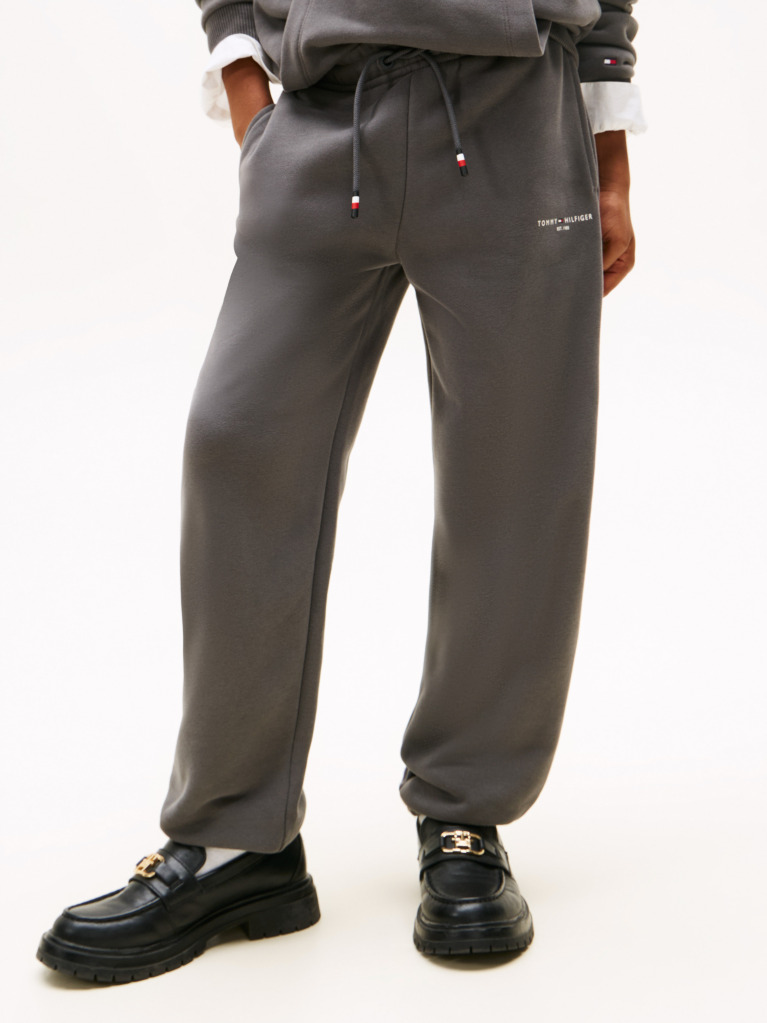 Gri Pantaloni Jogger Regular Din Fleece Periat  Copii unisex