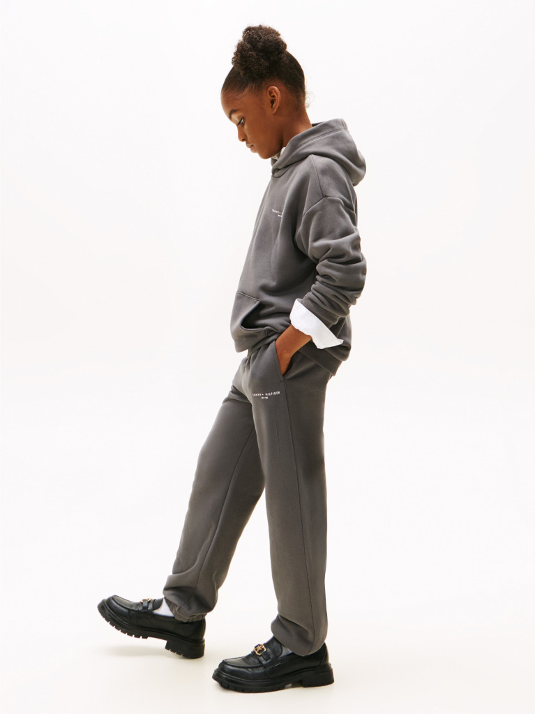 Gri Pantaloni Jogger Regular Din Fleece Periat  Copii unisex