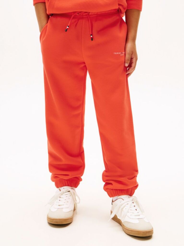 Portocaliu Pantaloni Jogger Regular Din Fleece Periat  Copii unisex