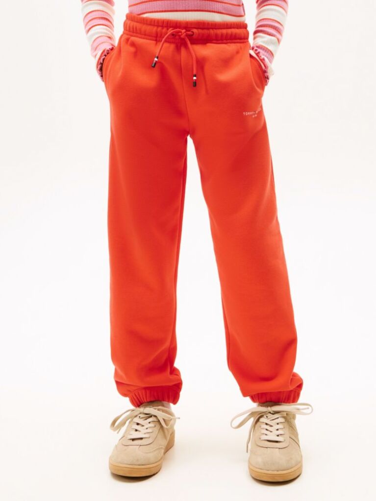 Portocaliu Pantaloni Jogger Regular Din Fleece Periat  Copii unisex
