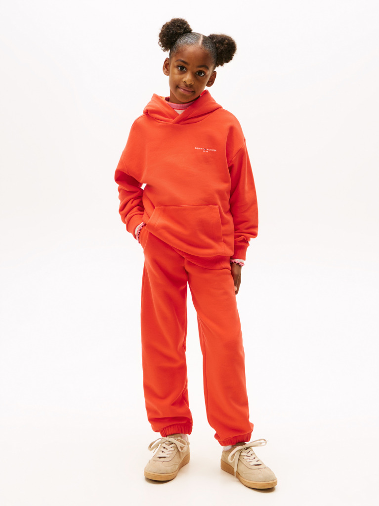 Portocaliu Pantaloni Jogger Regular Din Fleece Periat  Copii unisex