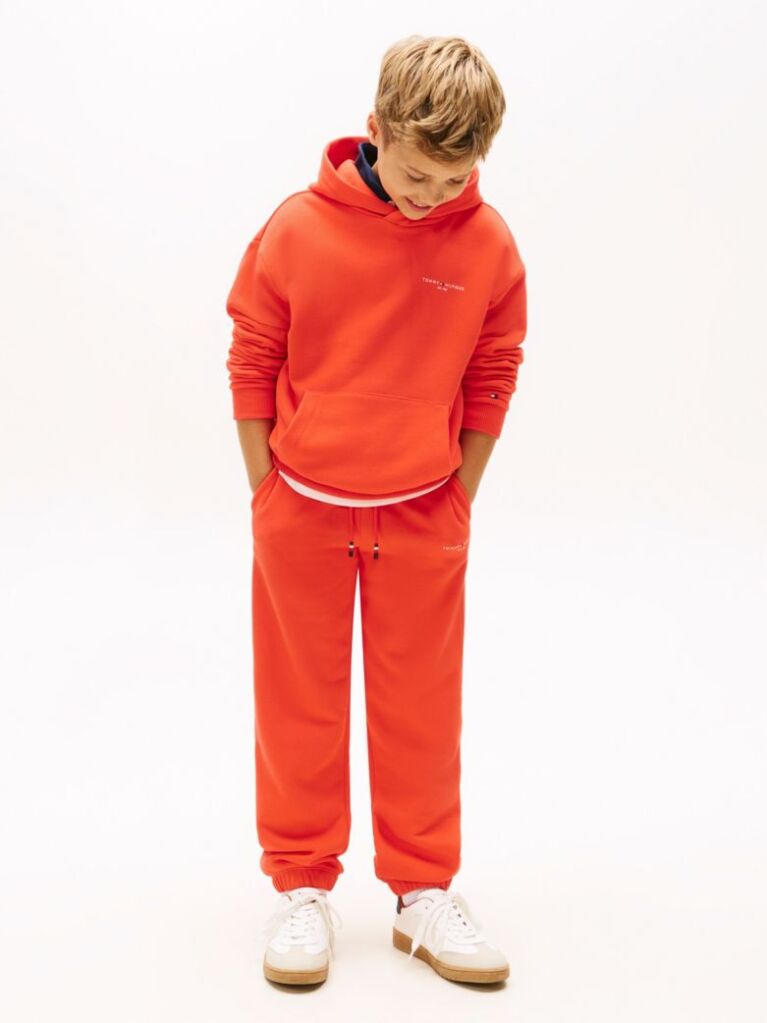 Portocaliu Pantaloni Jogger Regular Din Fleece Periat  Copii unisex