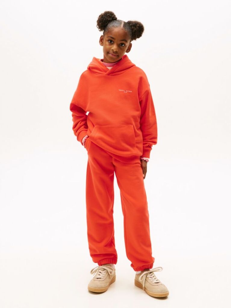 Portocaliu Pantaloni Jogger Regular Din Fleece Periat  Copii unisex