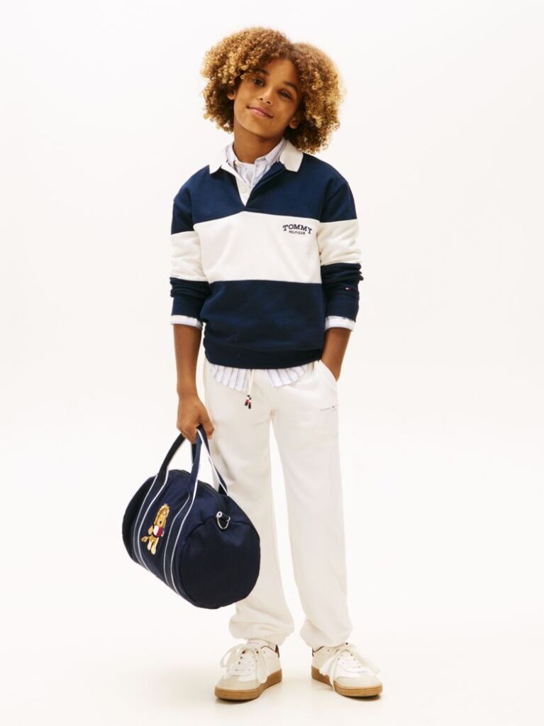 Alb Pantaloni Jogger Regular Din Fleece Periat  Copii unisex