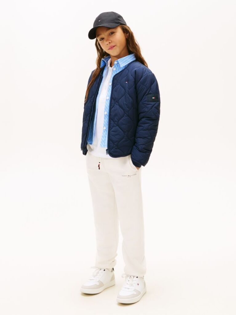 Alb Pantaloni Jogger Regular Din Fleece Periat  Copii unisex