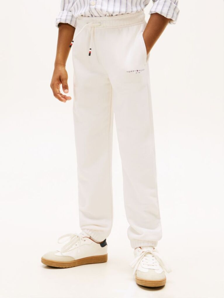 Alb Pantaloni Jogger Regular Din Fleece Periat  Copii unisex