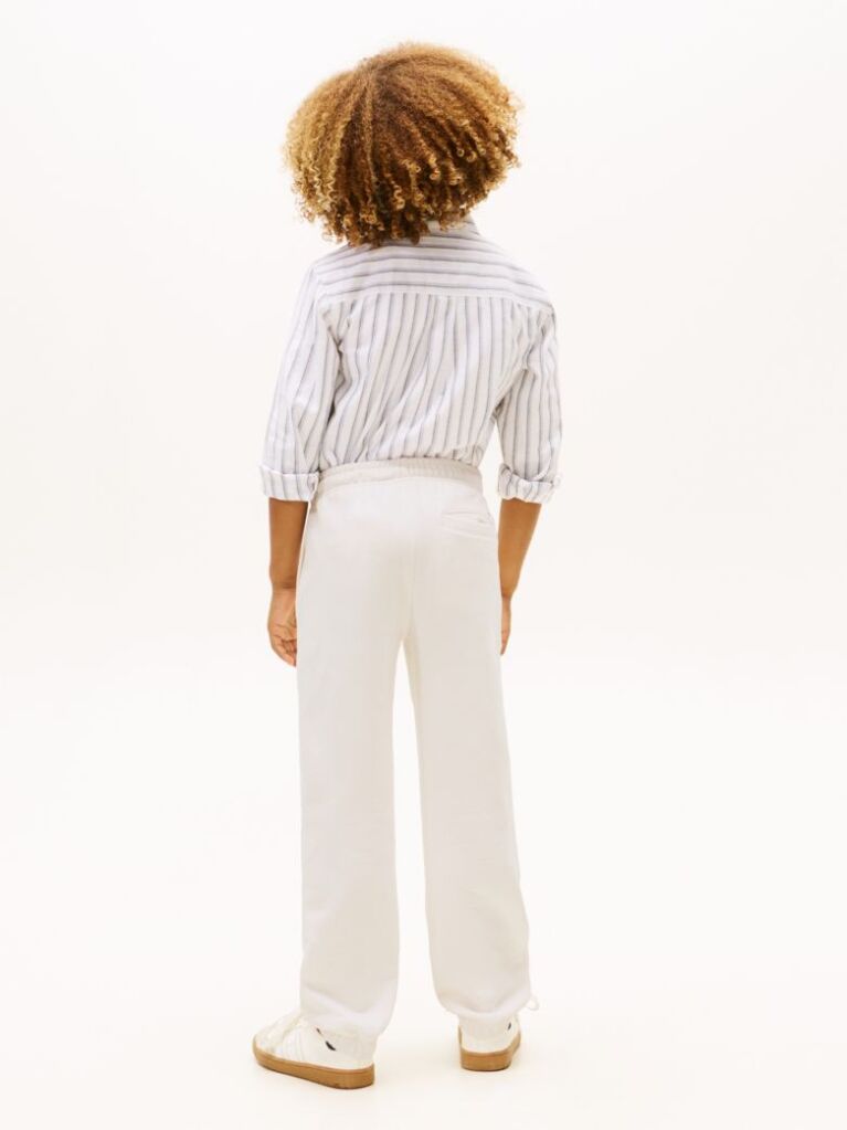 Alb Pantaloni Jogger Regular Din Fleece Periat  Copii unisex