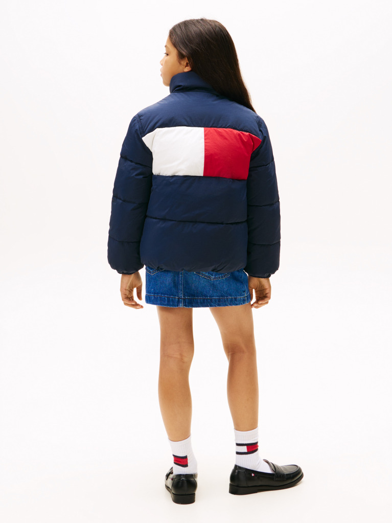 Blue Geaca Puffer Cu Logo Steag Pe Spate  Copii unisex