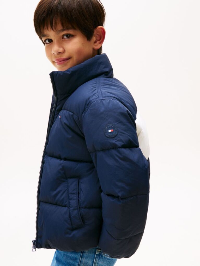 Blue Geaca Puffer Cu Logo Steag Pe Spate  Copii unisex