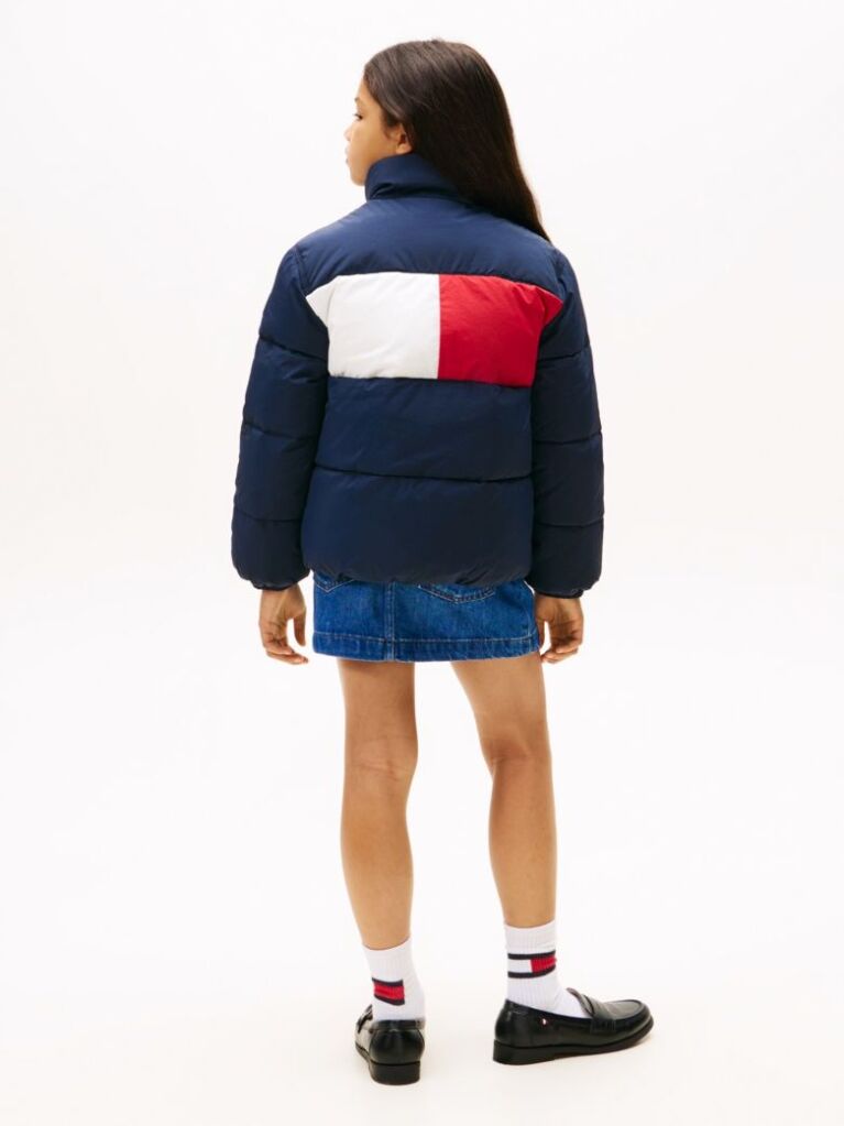 Blue Geaca Puffer Cu Logo Steag Pe Spate  Copii unisex