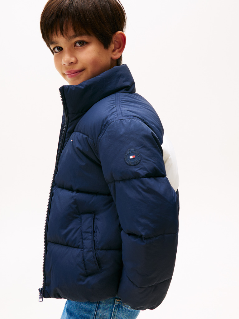 Blue Geaca Puffer Cu Logo Steag Pe Spate  Copii unisex