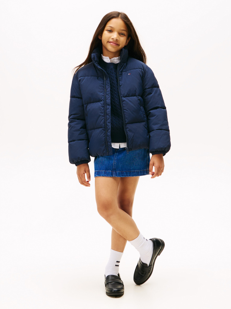 Blue Geaca Puffer Cu Logo Steag Pe Spate  Copii unisex