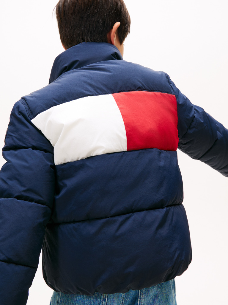 Blue Geaca Puffer Cu Logo Steag Pe Spate  Copii unisex