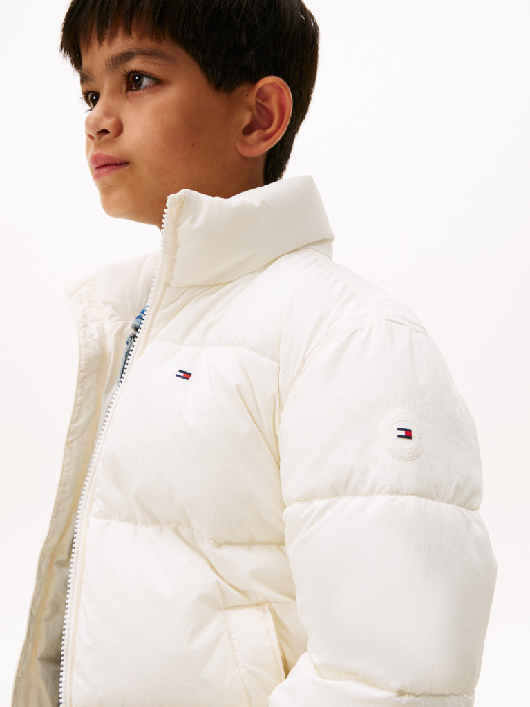 Bej Geaca Puffer Cu Logo Steag Pe Spate  Copii unisex