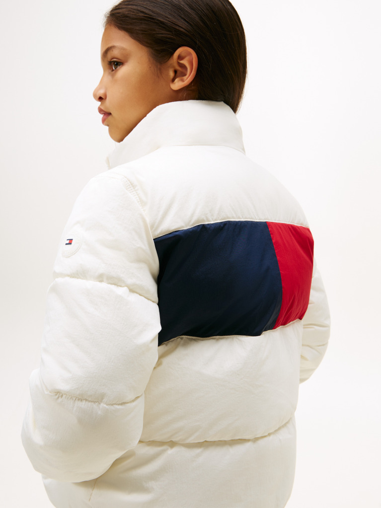 Bej Geaca Puffer Cu Logo Steag Pe Spate  Copii unisex