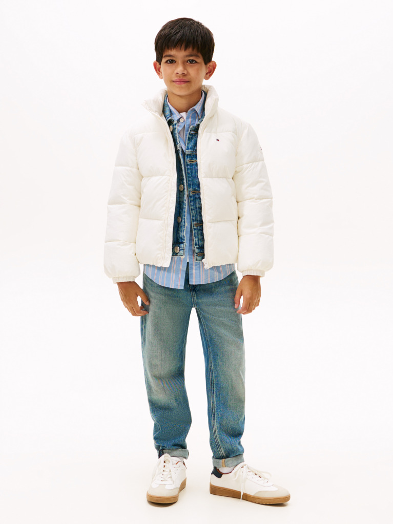 Bej Geaca Puffer Cu Logo Steag Pe Spate  Copii unisex
