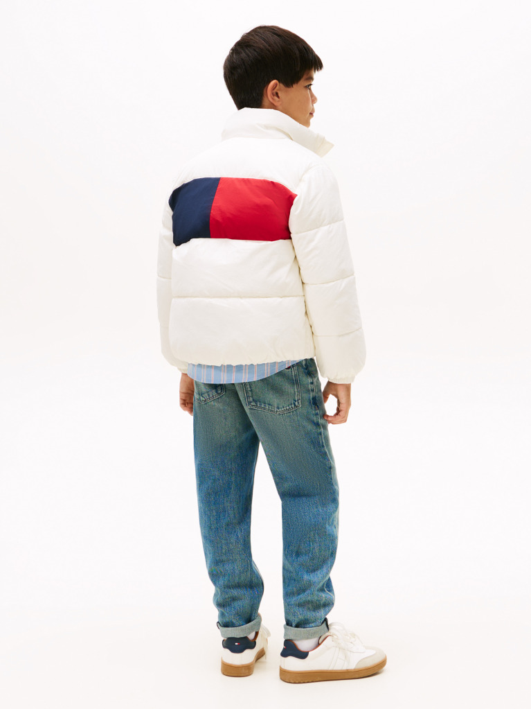 Bej Geaca Puffer Cu Logo Steag Pe Spate  Copii unisex