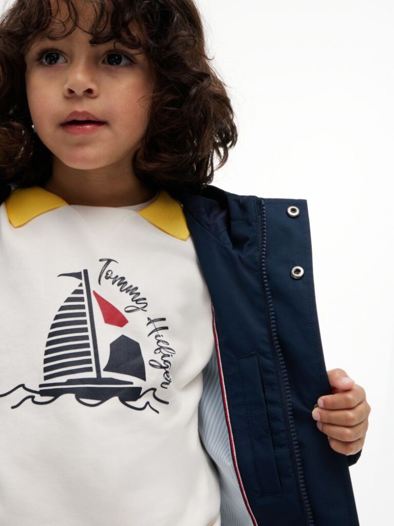 Blue Flag Embroidery Hooded Jacket  Kids Unisex